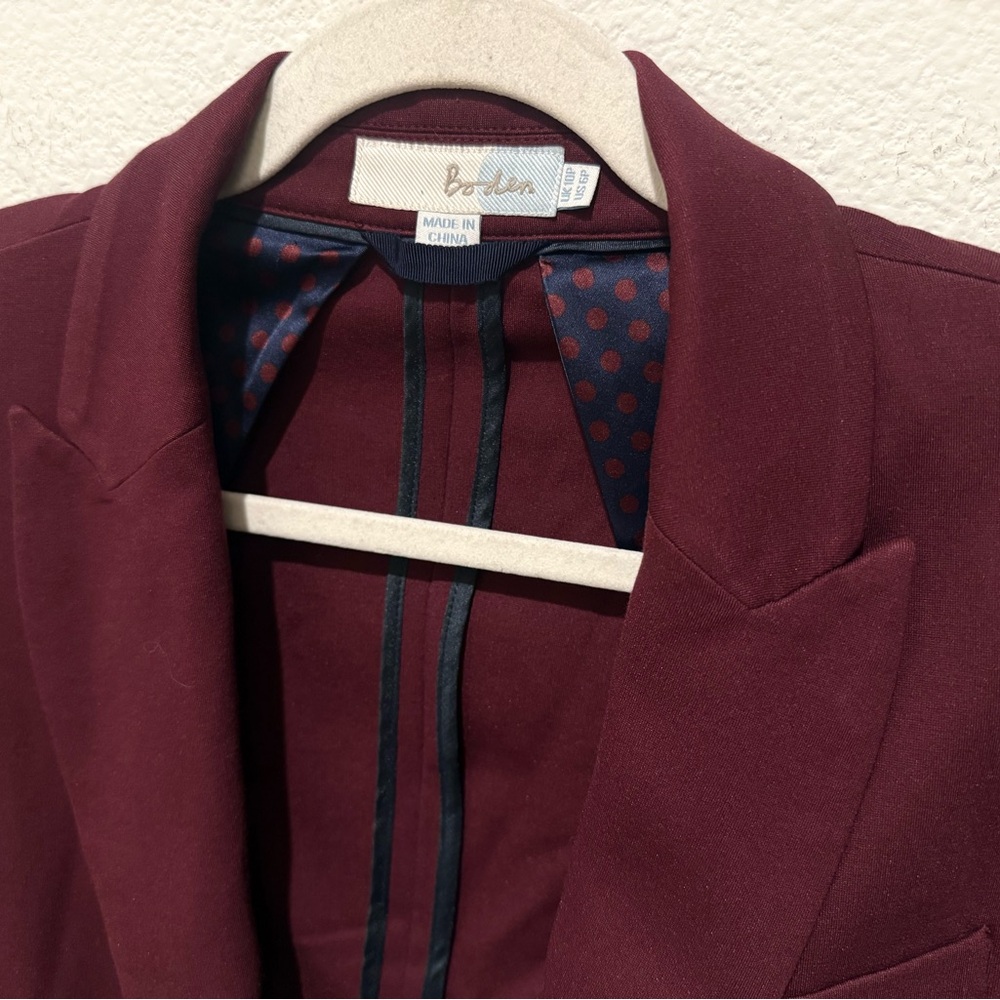 BODEN Women's Burgandy Blazer Jacket Size 6P - Picture 3 of 4